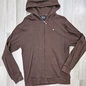 Southpole Mens Brown Hoodie Waffle Machine Size XL Full Zip Y2K Solid Color